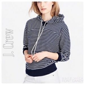 J. Crew Navy and White Striped Terry Hoodie